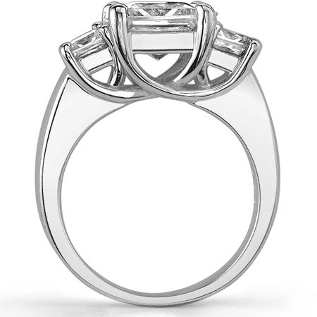 3.5ct (7.5mm/4mm) Princess cut Moissanite Three Stone Ring