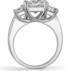 3.5ct (7.5mm/4mm) Princess cut Moissanite Three Stone Ring