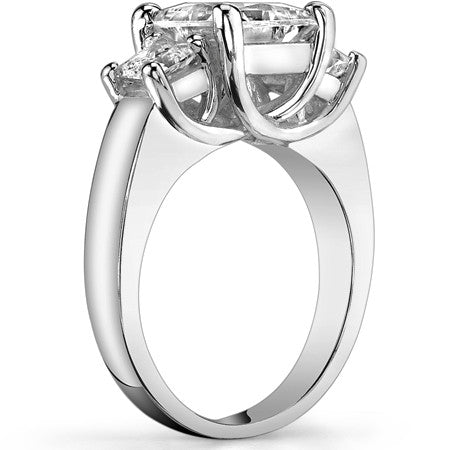 3.5ct (7.5mm/4mm) Princess cut Moissanite Three Stone Ring