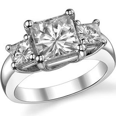 3.5ct (7.5mm/4mm) Princess cut Moissanite Three Stone Ring
