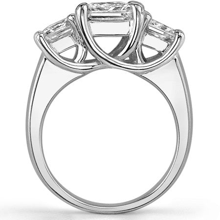 3.8ct (7mm/5mm) Princess cut Moissanite Three Stone Ring
