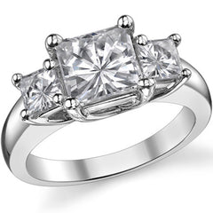 3.34ct (7mm/4.5mm) Princess cut Moissanite Three Stone Ring
