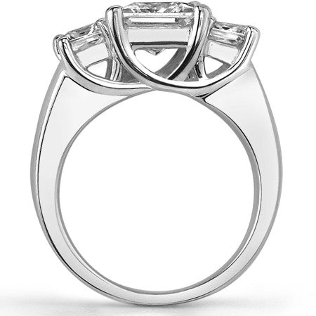 3.0ct (7mm/4mm) Princess cut Moissanite Three Stone Ring