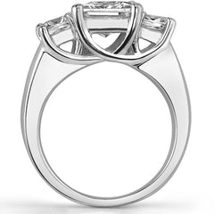 3.0ct (7mm/4mm) Princess cut Moissanite Three Stone Ring