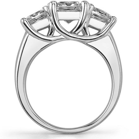 3.36ct (6.5mm/5mm) Princess cut Moissanite Three Stone Ring