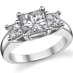 2.9ct (6.5mm/4.5mm) Princess cut Moissanite Three Stone Ring