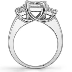 2.9ct (6.5mm/4.5mm) Princess cut Moissanite Three Stone Ring