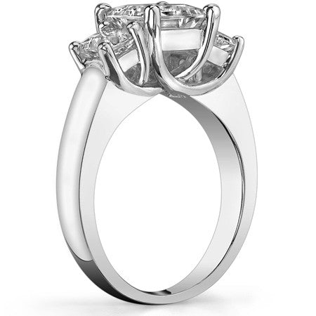 2.6ct (6.5mm/4mm) Princess cut Moissanite Three Stone Ring