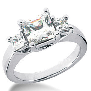 2.3ct (6.5mm/3.5mm) Princess Moissanite Three Stone Ring
