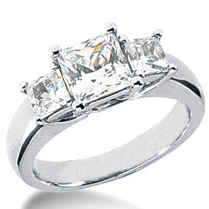 2.2ct (6mm/4mm) Princess Moissanite Three Stone Ring
