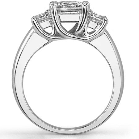 1.9ct (6mm/3.5mm) Princess cut Moissanite Three Stone Ring