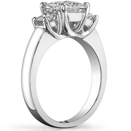 2.5ct (6mm/4.5mm) Princess cut Moissanite Three Stone Ring