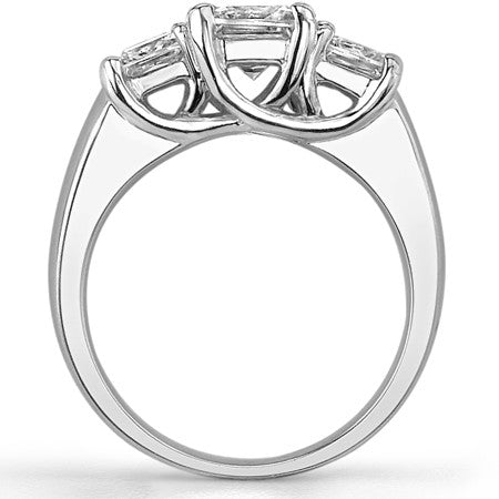 2.2ct (5.5mm/4.5mm) Princess cut Moissanite Three Stone Ring