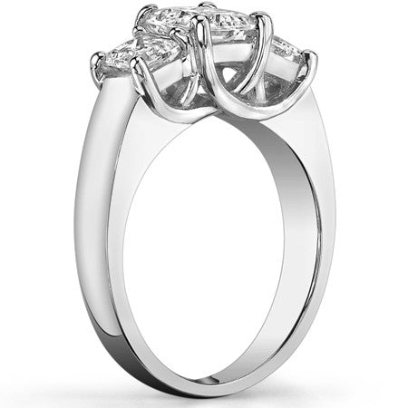 2.2ct (5.5mm/4.5mm) Princess cut Moissanite Three Stone Ring