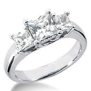 1.9ct (5.5mm/4mm) Princess Moissanite Three Stone Ring