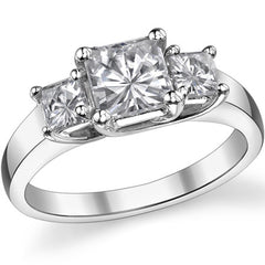 1.6ct (5.5mm/3.5mm) Princess cut Moissanite Three Stone Ring