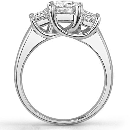 1.6ct (5.5mm/3.5mm) Princess cut Moissanite Three Stone Ring