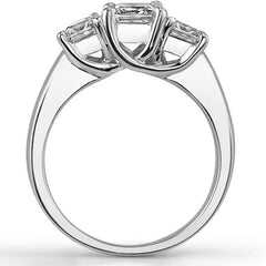 1.7ct (5mm/4mm) Princess cut Moissanite Three Stone Ring