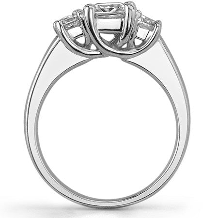 1.2ct (5mm/3mm) Princess cut Moissanite Three Stone Ring