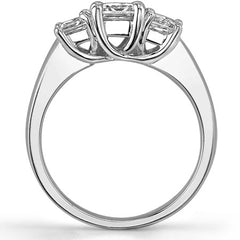 1.15ct (4.5mm/3.5mm) Princess cut Moissanite Three Stone Ring