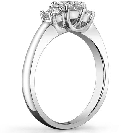 0.8ct (4mm/3mm) Princess cut Moissanite Three Stone Ring