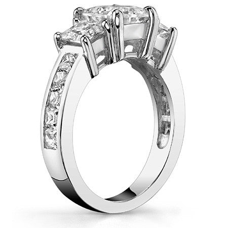 4.2ct (6.5mm/4.5mm) Princess cut Moissanite Three Stone Ring