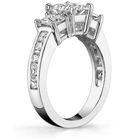 3.5ct (6mm/4mm) Princess cut Moissanite Three Stone Ring