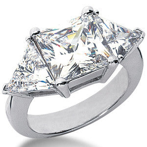 6.9ct (9mm/7mm) Princess & Trillion Moissanite 3-Stone Ring