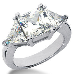 5.0ct (8mm/6.5mm) Princess & Trillion Moissanite 3-Stone Ring
