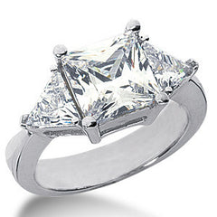 4.4ct (8mm/5.5mm) Princess & Trillion Moissanite 3-Stone Ring