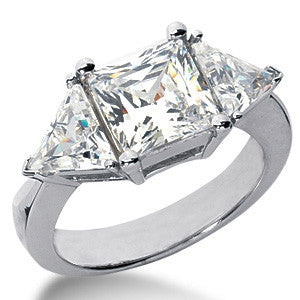 4.2ct (7.5mm/6mm) Princess & Trillion Moissanite 3-Stone Ring
