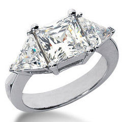 4.2ct (7.5mm/6mm) Princess & Trillion Moissanite 3-Stone Ring