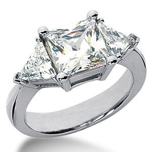 3.9ct (7.5mm/5.5mm) Princess & Trillion Moissanite 3-Stone Ring