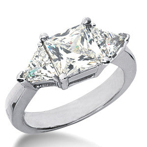 3.4ct (7mm/5.5mm) Princess & Trillion Moissanite 3-Stone Ring