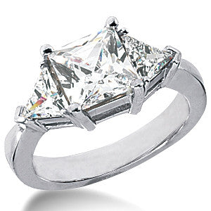 2.8ct (7mm/4.5mm) Princess & Trillion Moissanite 3-Stone Ring