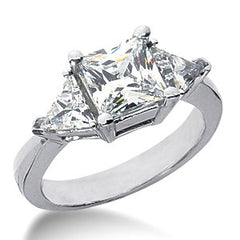 2.9ct (6.5mm/5.0mm) Princess & Trillion Moissanite Three Stone Ring