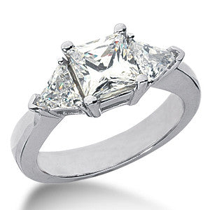 2.0ct (6mm/4.5mm) Princess & Trillion Moissanite 3-Stone Ring