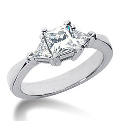 1.3ct (5mm/4mm) Princess & Trillion Moissanite 3-Stone Ring