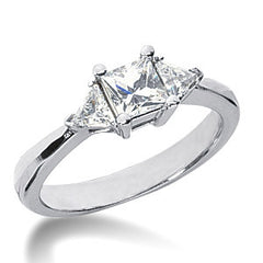 0.9ct (4.5mm/3.5mm) Princess & Trillion Moissanite 3-Stone Ring