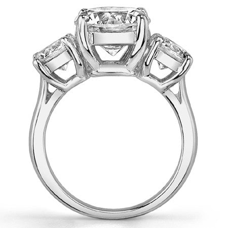4.5ct(9.0mm,6.0mm) 3-Stone Round Brilliant Moissanite Ring