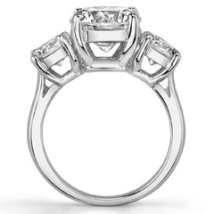 4.5ct(9.0mm,6.0mm) 3-Stone Round Brilliant Moissanite Ring
