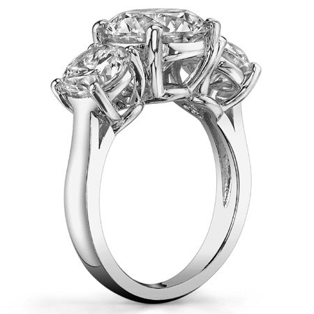 4.5ct(9.0mm,6.0mm) 3-Stone Round Brilliant Moissanite Ring