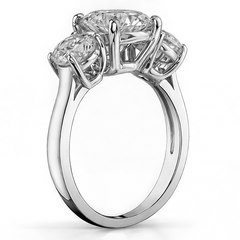 3.0ct(8.0mm,5.0mm) Three-Stone Round Brilliant Moissanite Ring