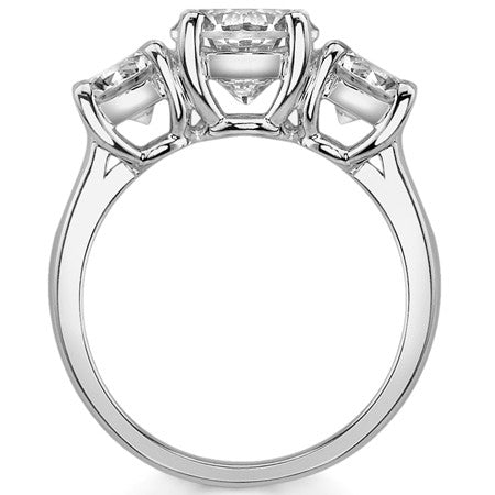 3.0ct(7.5mm,6.0mm) Three-Stone Round Brilliant Moissanite Ring