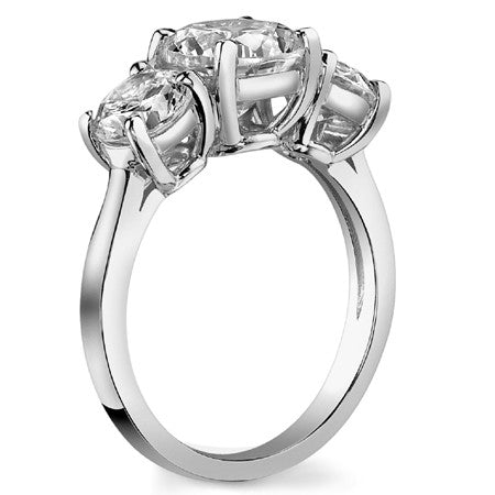 3.0ct(7.5mm,6.0mm) Three-Stone Round Brilliant Moissanite Ring