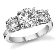 2.5ct(7.5mm,5.0mm) Three-Stone Round Brilliant Moissanite Ring