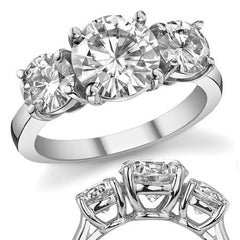 2.5ct(7.5mm,5.0mm) Three-Stone Round Brilliant Moissanite Ring
