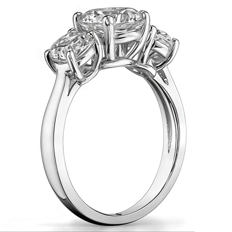 2.0ct(7.5mm,4.0mm) Three-Stone Round Brilliant Moissanite Ring