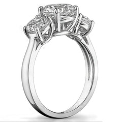 2.0ct(7.5mm,4.0mm) Three-Stone Round Brilliant Moissanite Ring