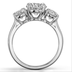 2.0ct(7.5mm,4.0mm) Three-Stone Round Brilliant Moissanite Ring
